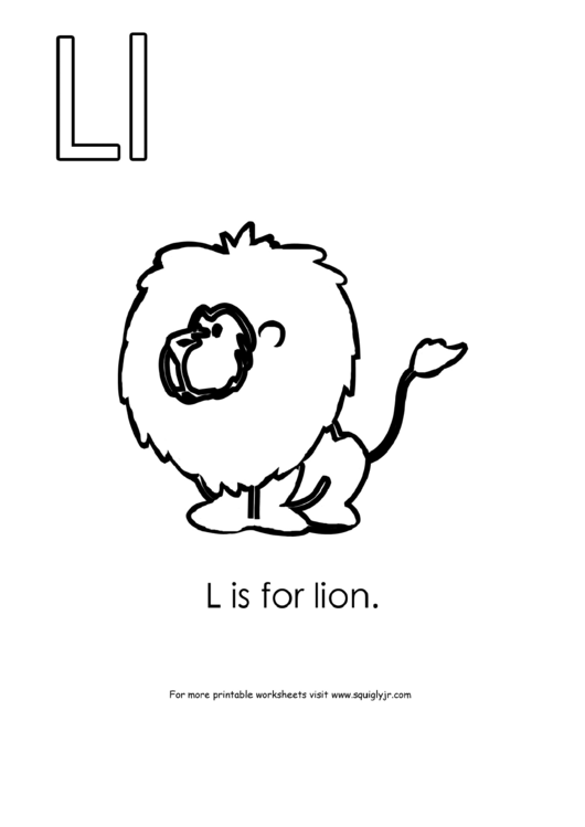 L Is For Lion Printable pdf