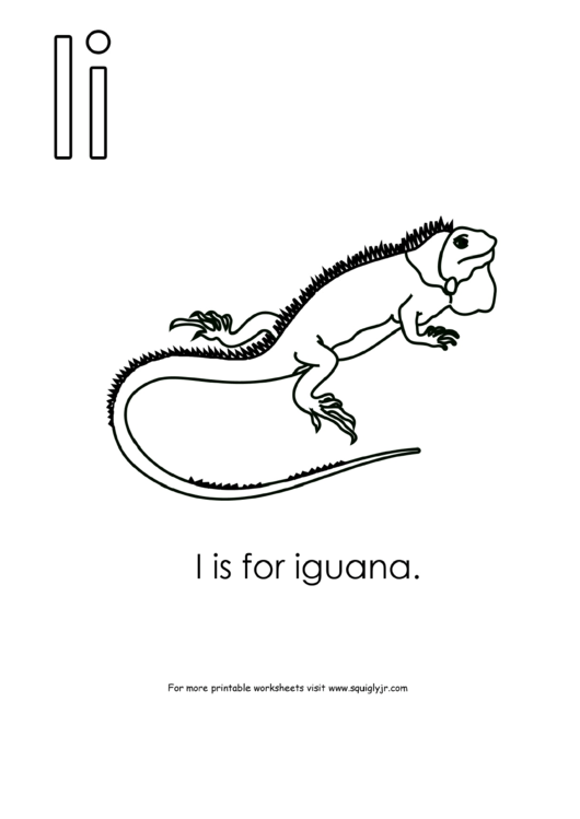 I Is For Iguana Printable pdf