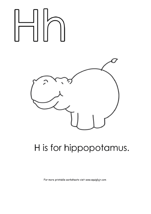 H Is For Hippopotamus Printable pdf