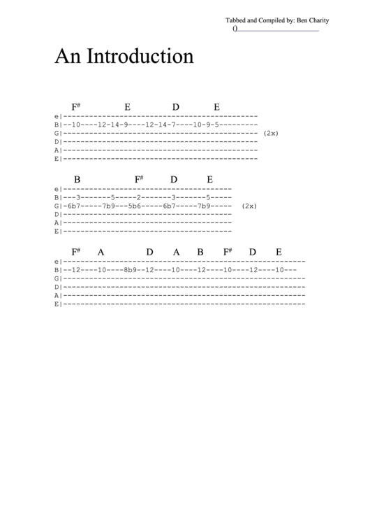 An Introduction (D) Chord Chart Printable pdf