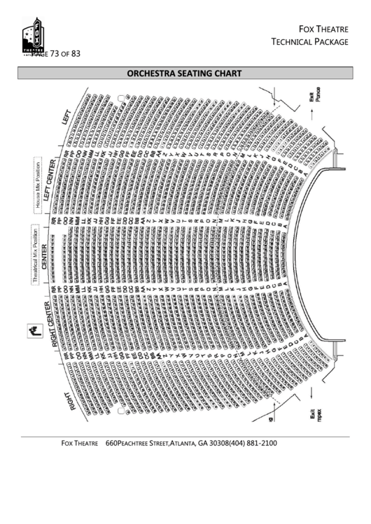 Fox Theatre Atlanta Seating Chart Printable pdf