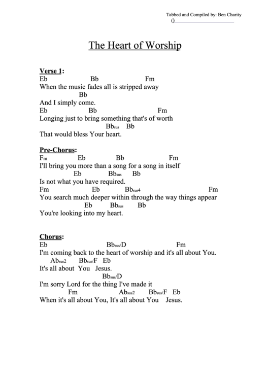 The Heart Of Worship Chords Sheet and Chords Collection