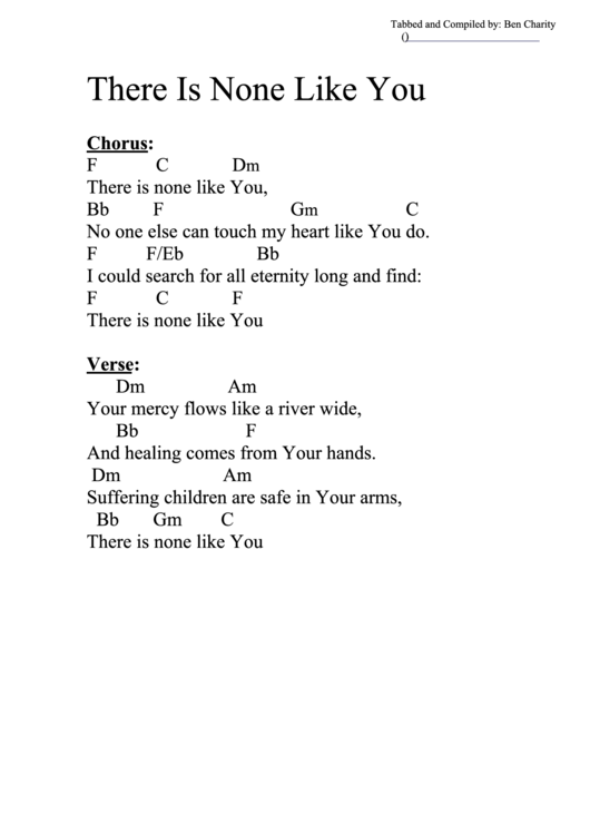 Chord Chart - There Is None Like You (F) Printable pdf