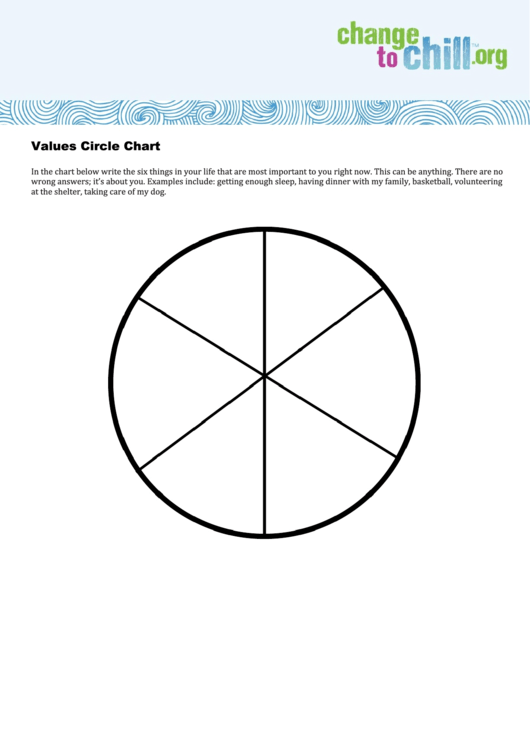 Values Circle Chart - Change To Chill Printable pdf