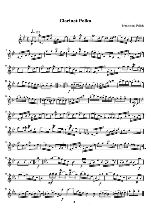 Clarinet Polka Sheet Music Printable pdf