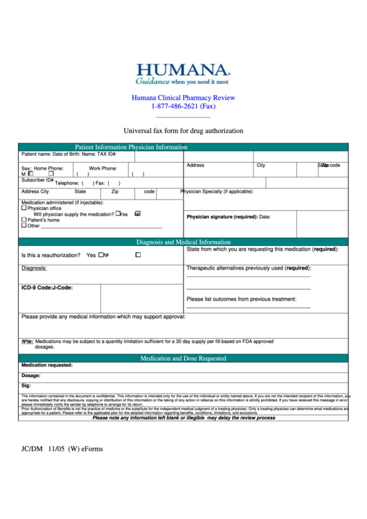 fillable-humana-universal-fax-form-for-drug-authorization-printable-pdf