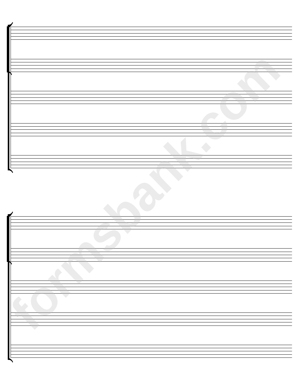 Different Instruments Blank Staff Paper