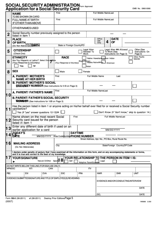 Application For A Social Security Card