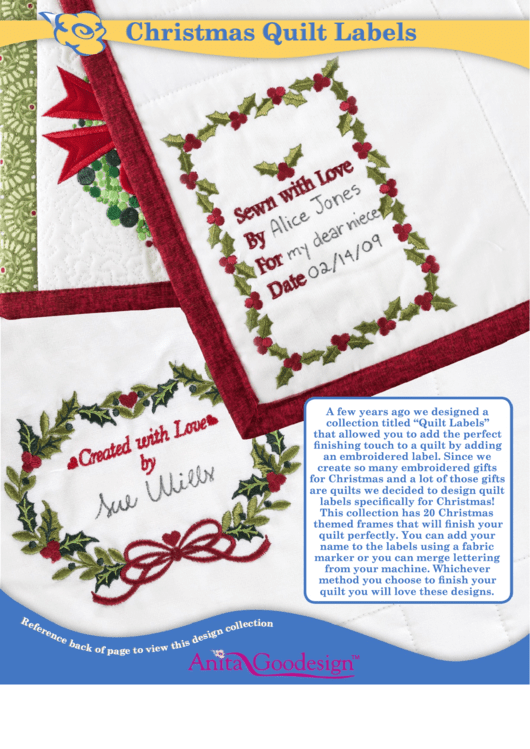 Christmas Quilt Label Templates printable pdf download