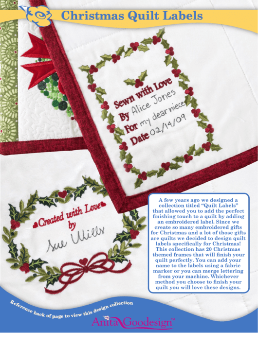 Christmas Quilt Label Templates Printable pdf