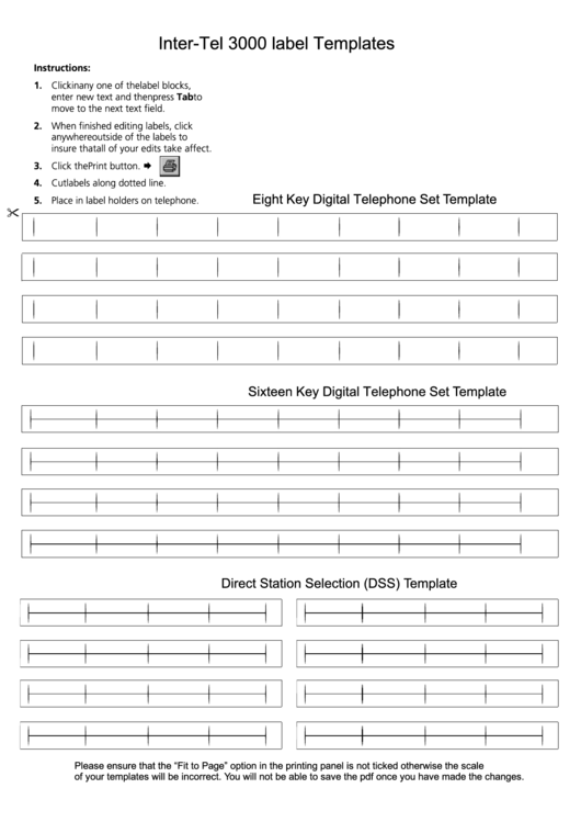 Fillable Inter-Tel 3000 Label Templates Printable pdf