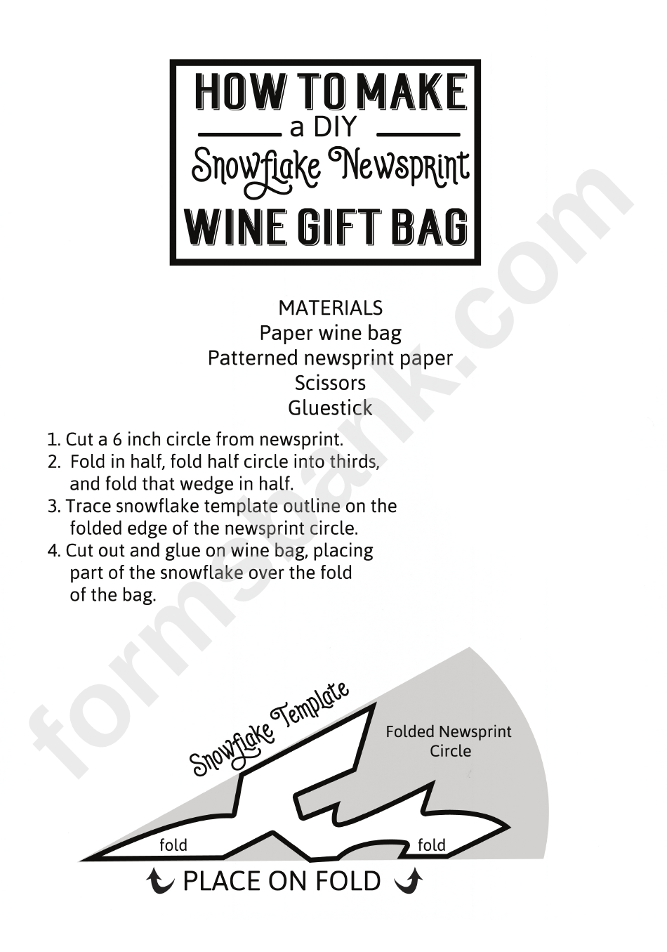 Making A Diy Snowflake Newsprint Wine Gift Bag