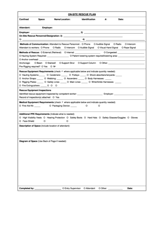 On-Site Rescue Plan Printable pdf