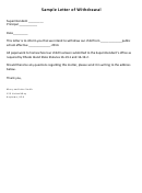 Sample School Withdrawal Letter Template