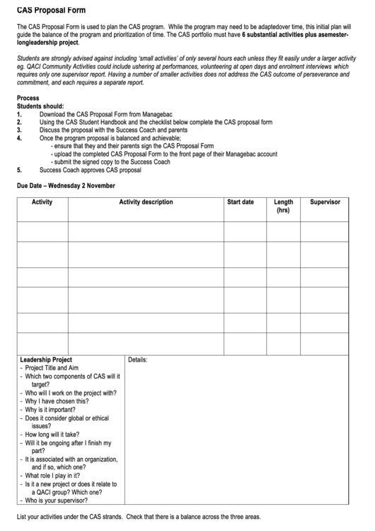 Cas Proposal Form Printable pdf