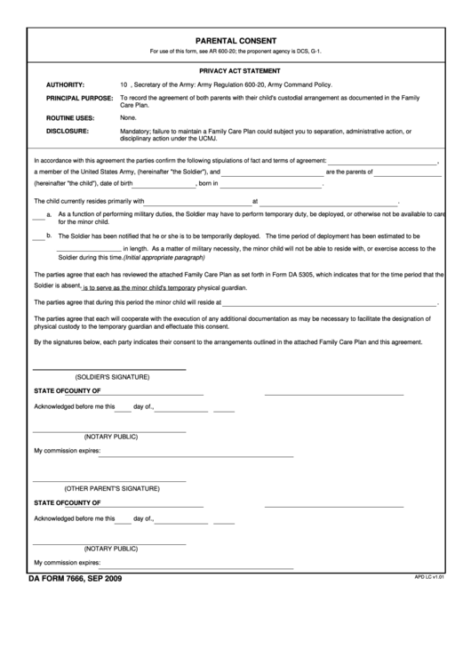 Fillable Da Form 7666 - Apd - Army Printable pdf