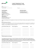 Leader Registered Troop Parental Permission Form Printable pdf