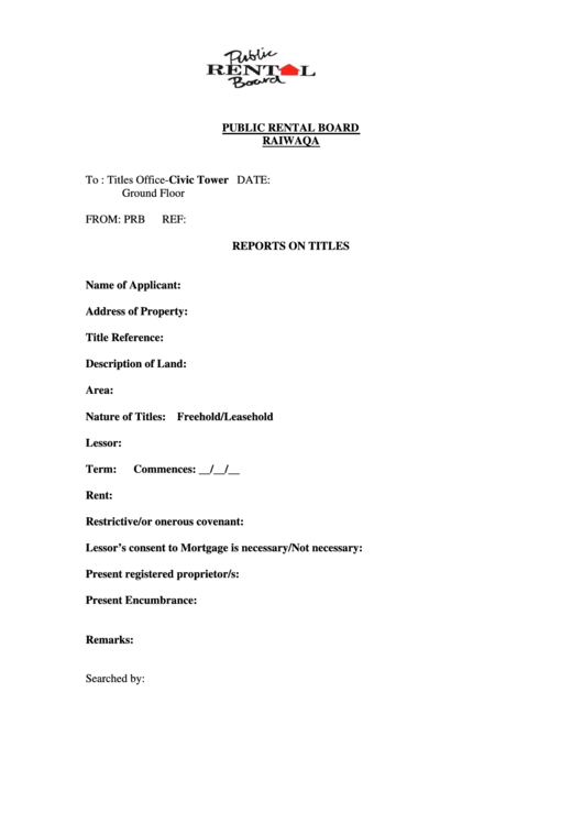 Title Search Form Printable pdf