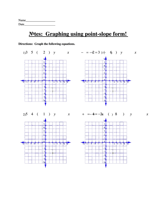 Graphing Using Point-Slope Form Printable pdf