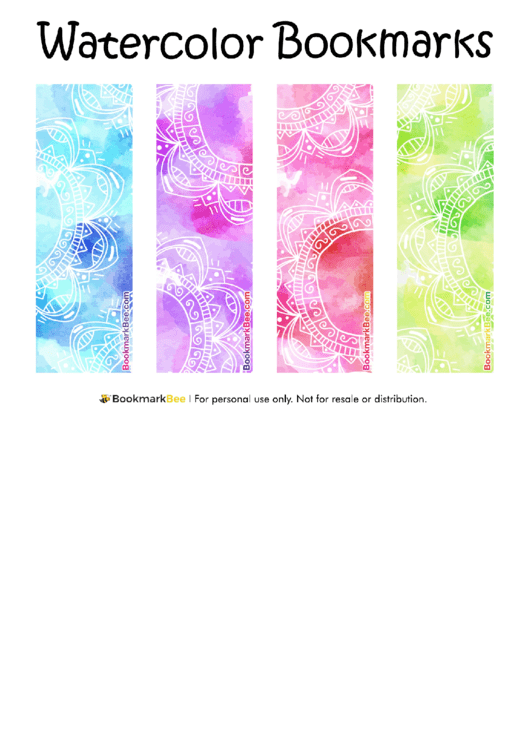 Watercolor Bookmark Template Printable pdf