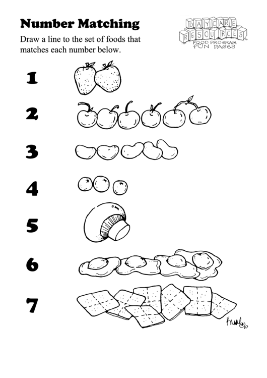 Number Matching Kids Activity Sheet Printable pdf