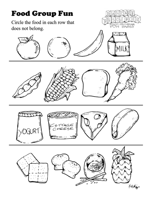 Food Group Fun Activity Sheet Printable pdf