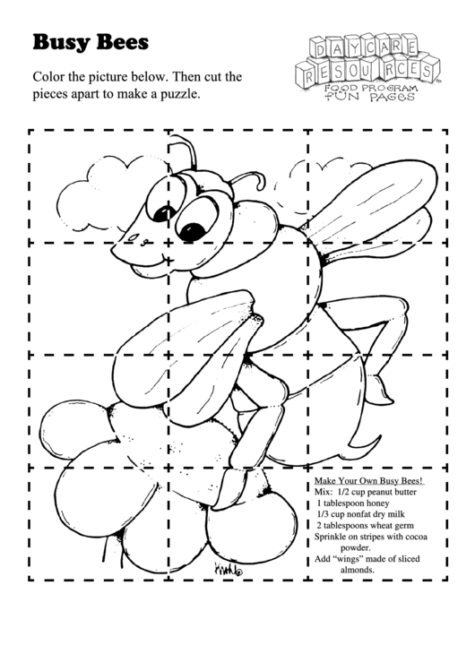 Busy Bees Activity Sheet Printable pdf