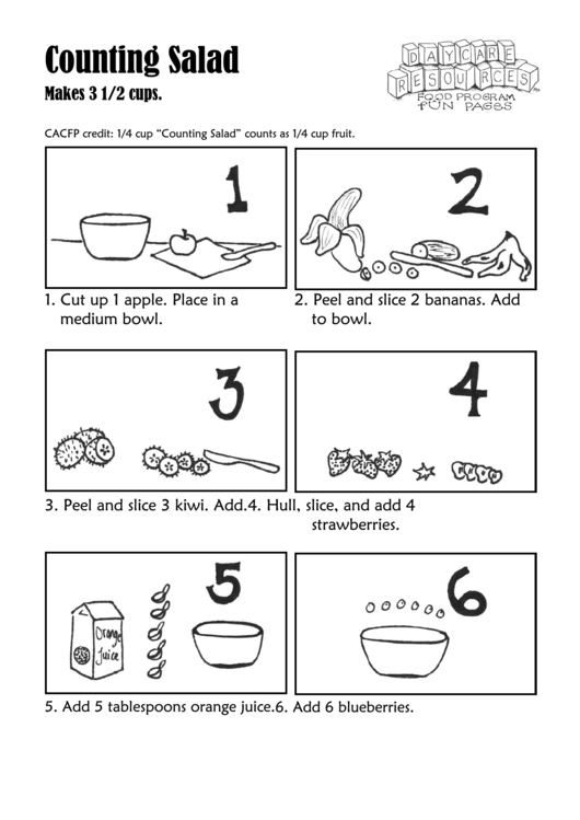 Counting Salad Kids Activity Sheet Printable pdf