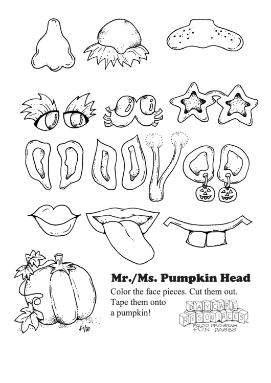 Mr./ms. Pumpkin Head Kids Activity Sheet Printable pdf