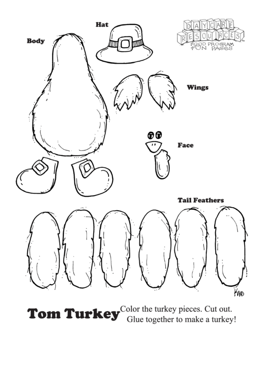 Tom Turkey Kids Activity Sheet Printable pdf