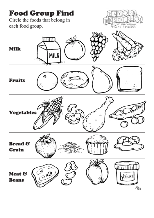 Food Group Find Kids Activity Sheet Printable pdf