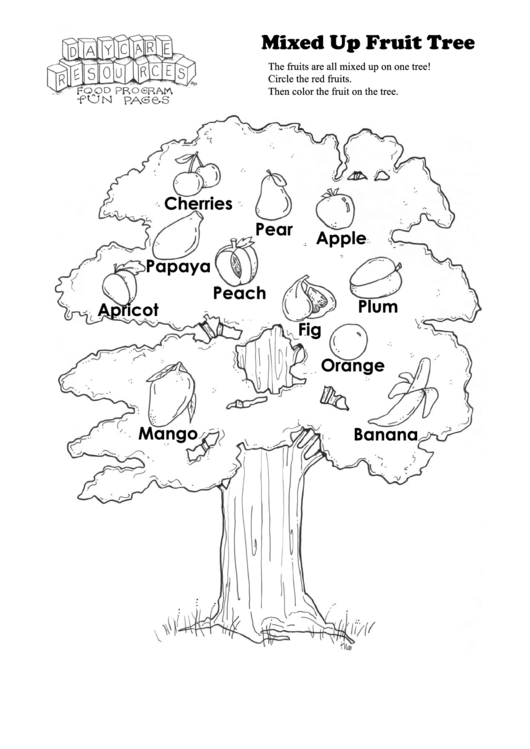 Mixed Up Fruit Tree Kids Activity Sheet Printable pdf
