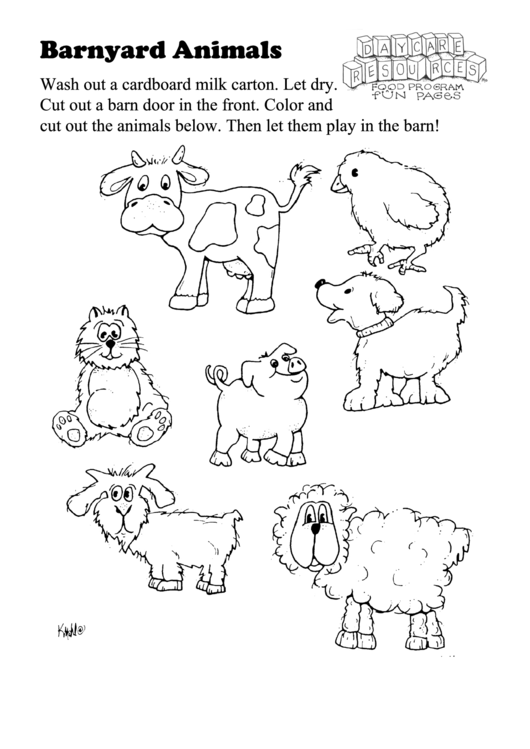 Barnyard Animals Kids Activity Sheet Printable pdf