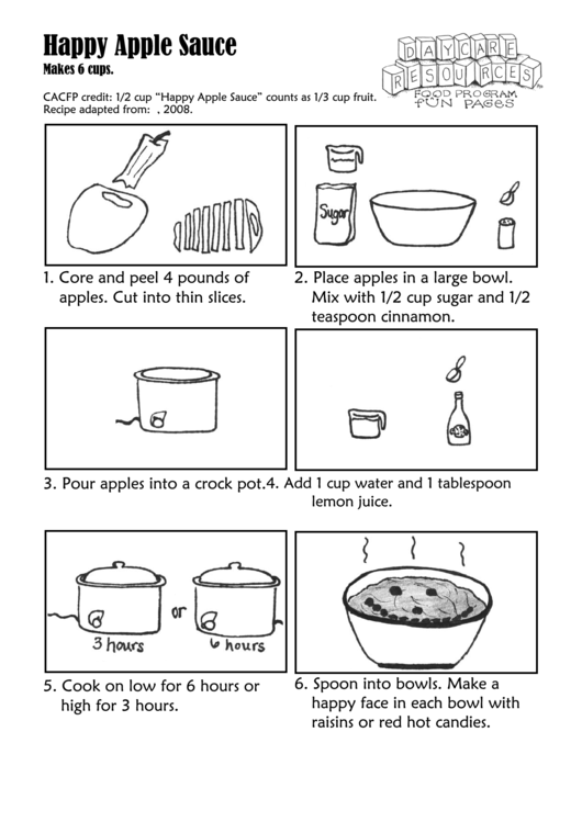 Happy Apple Sauce Kids Activity Sheet Printable pdf