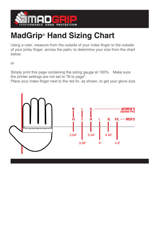 Madgrip Hand Sizing Chart Printable pdf