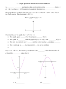 4.1 Graph Quadratic Functions In Standard Form A