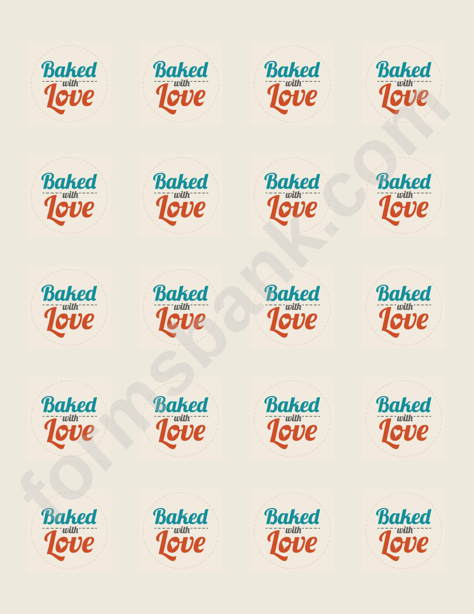 Baked With Love Food Label Template