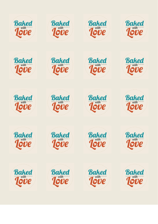 Baked With Love Food Label Template Printable pdf