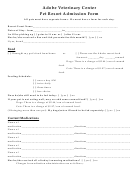 Pet Resort Admission Form - Adobe Veterinary Center Printable pdf