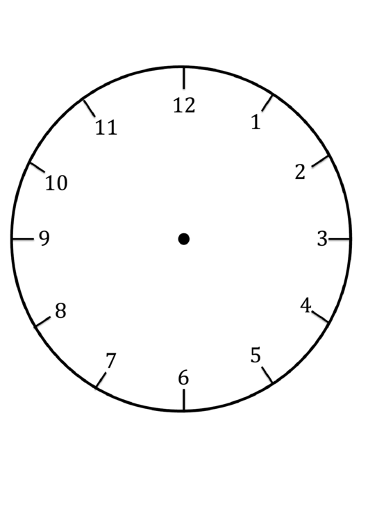 Clock Face Template With Hour Numbers Printable pdf