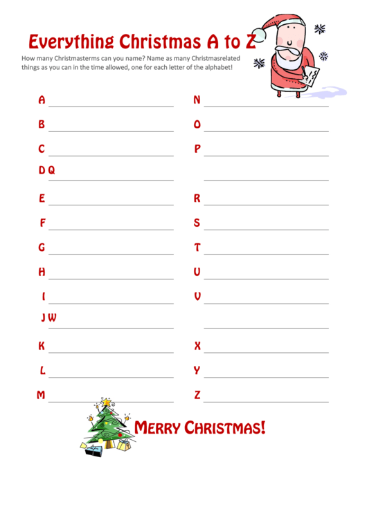 Christmas Alphabet Game Template Printable pdf