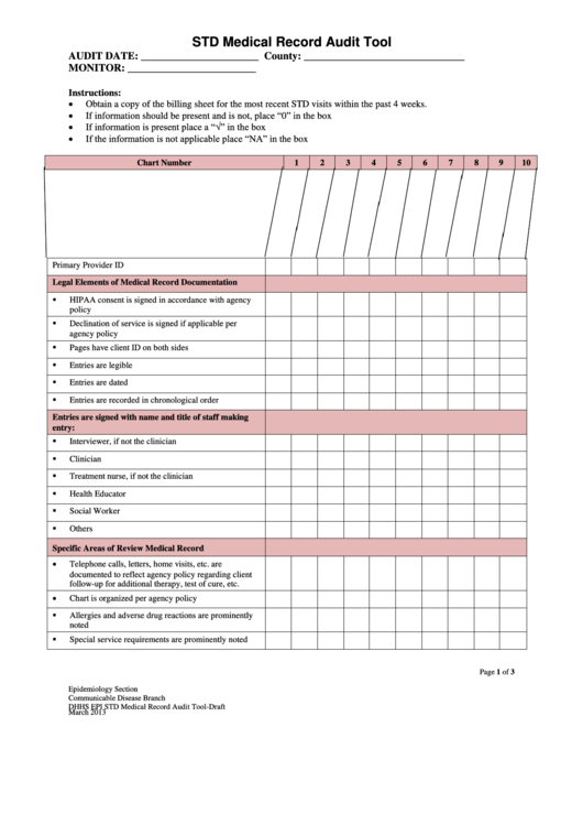 Printable Medical Chart Audit Tool Template Printable Templates Free