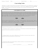 Converting Units Math Worksheet Printable pdf