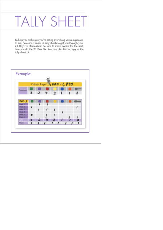 21 Day Fix Portions Tally Sheet Template Printable pdf