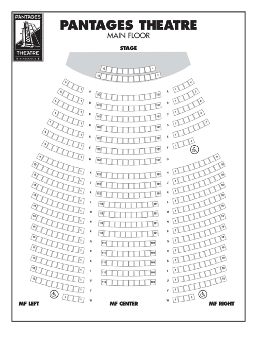 Pantages Theatre Seating Chart printable pdf download