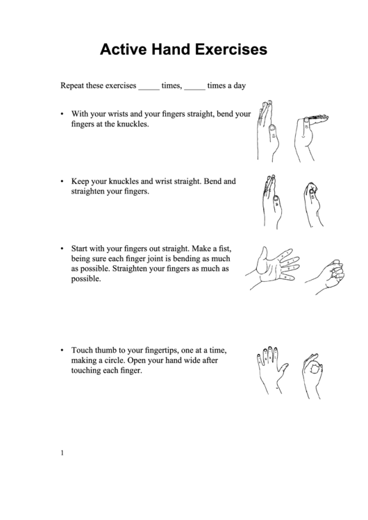 Active Hand Exercises - Spanish Printable pdf