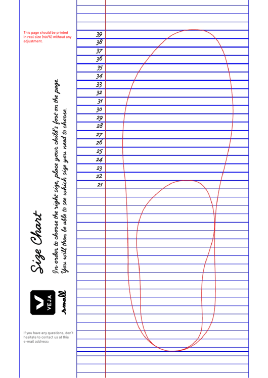 Veja Foot Size Chart Printable pdf