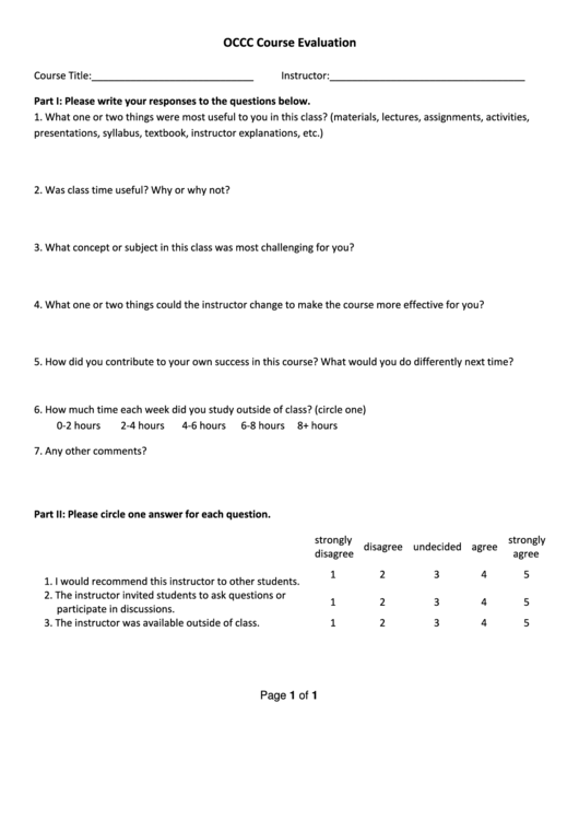 Proposed Occc Course Evaluation Questionnaire Printable pdf