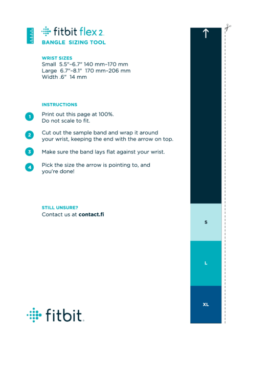 Fitbit Flex 2 Bangle Sizing Tool Printable pdf