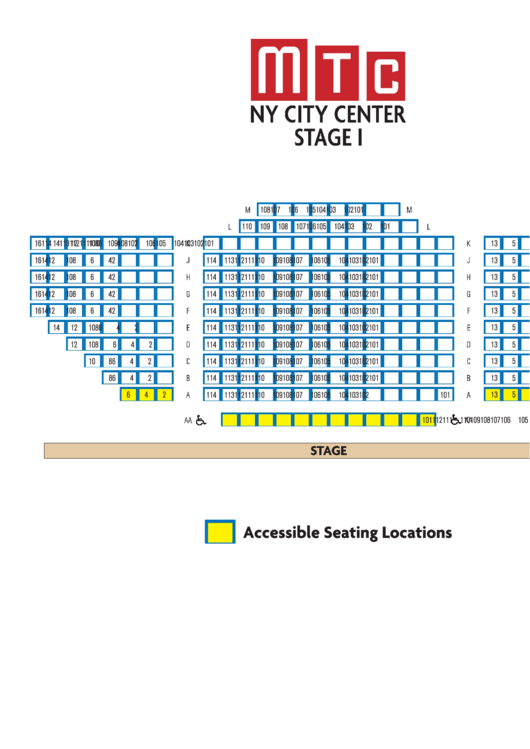 Ny City Center Stage 1 Seating - Manhattan Theatre Club Printable pdf